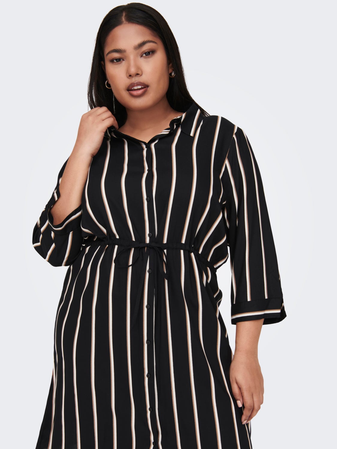 Curvy Striped shirt dress