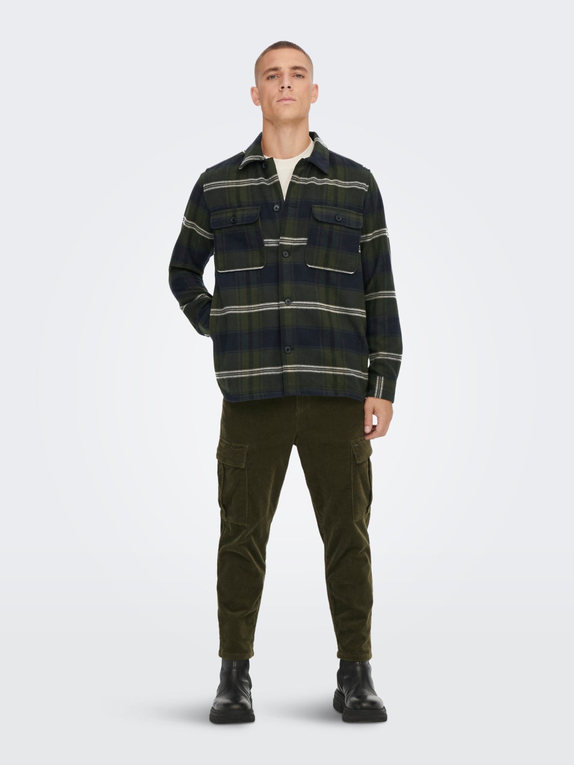 Loose Fit Checked twill overshirt