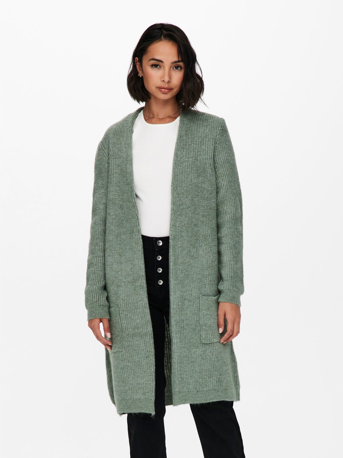 long knit cardigan with pockets