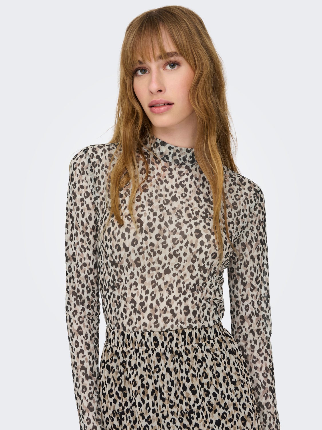 Highneck mesh Long Sleeved Top