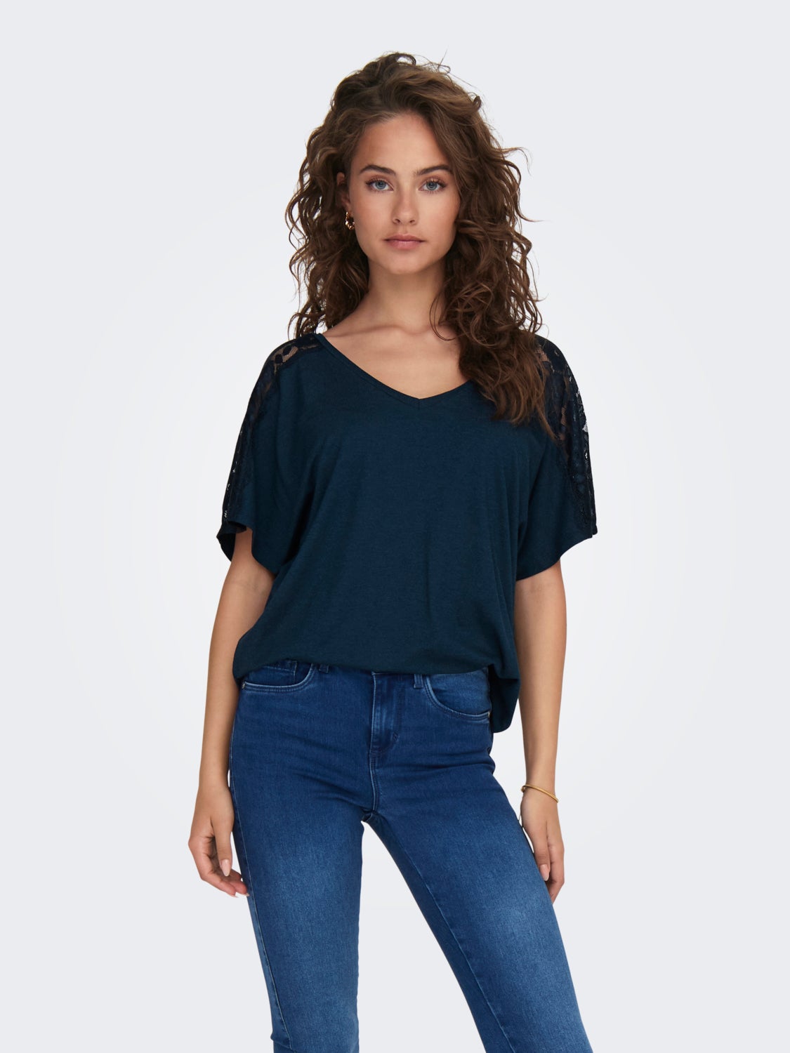 v-neck top with lace