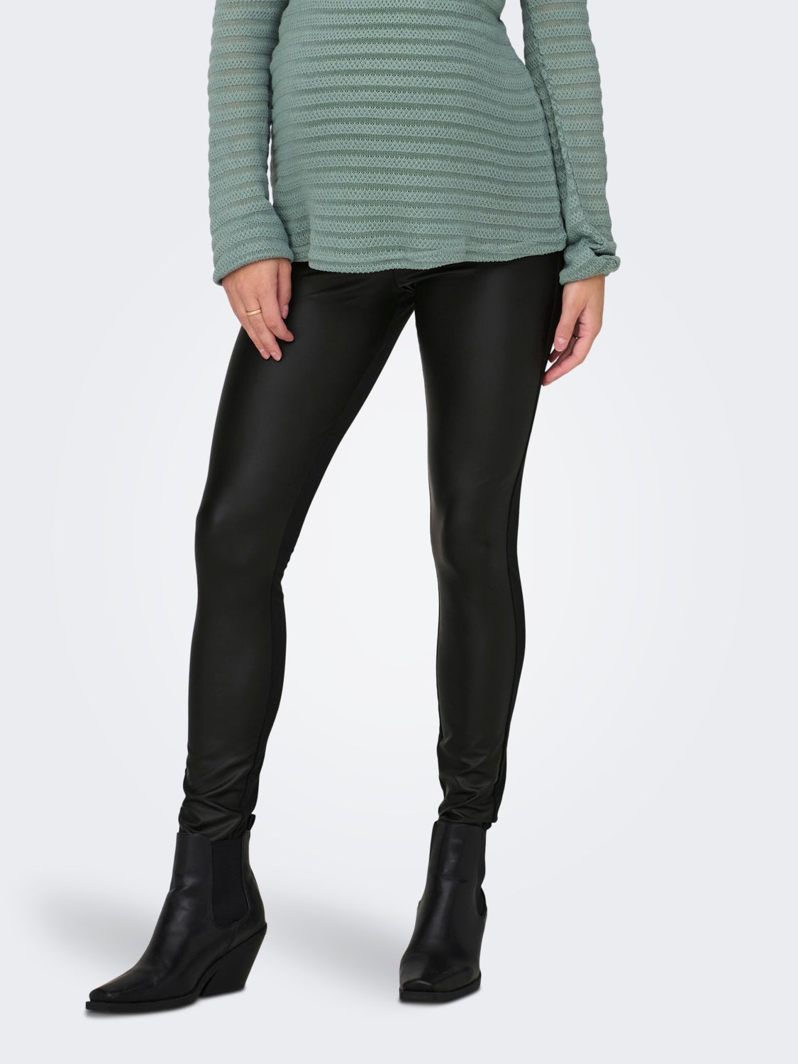Jersey leggings with coated front