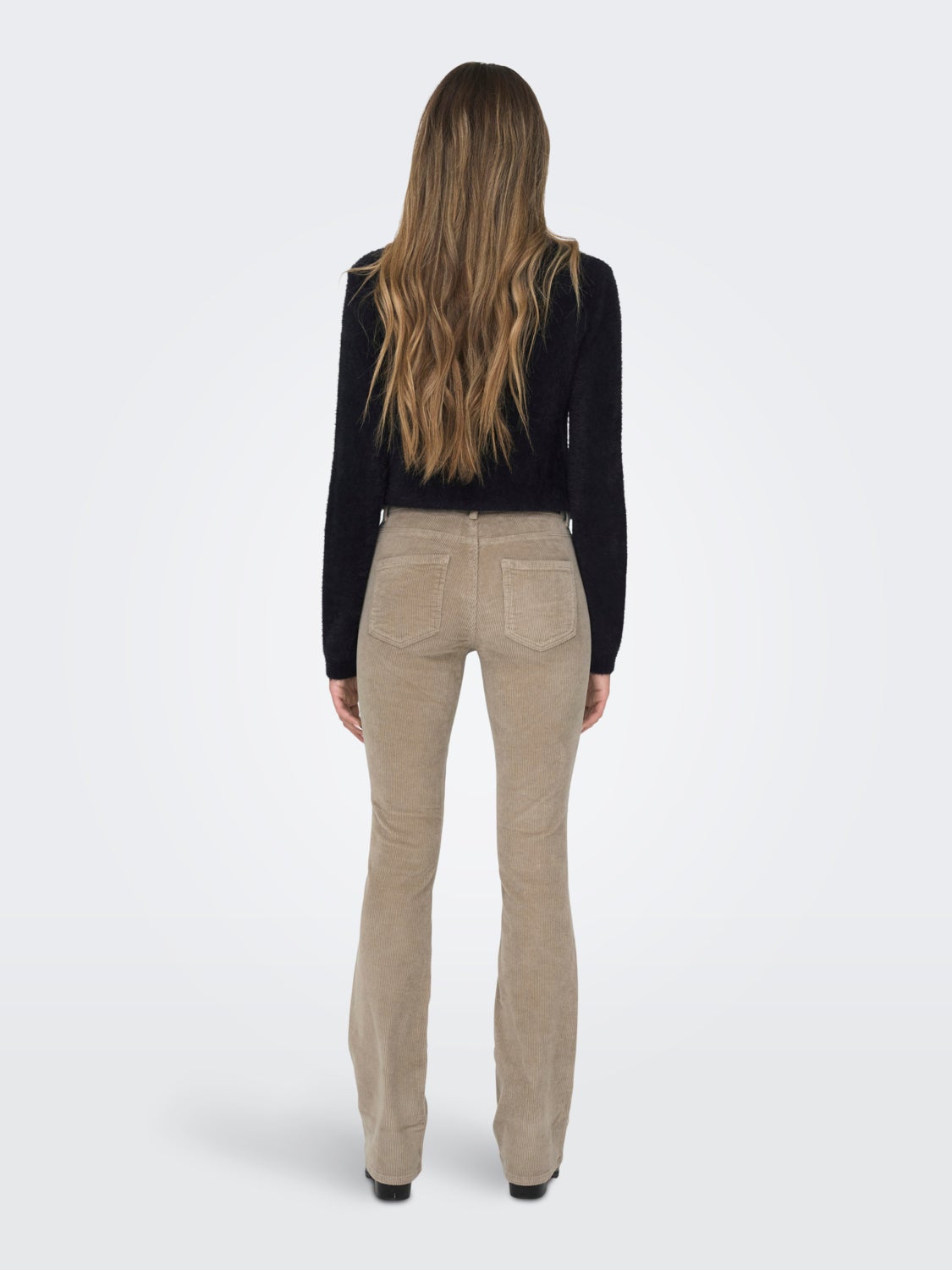 Sweet flared mid waist corduroy trousers