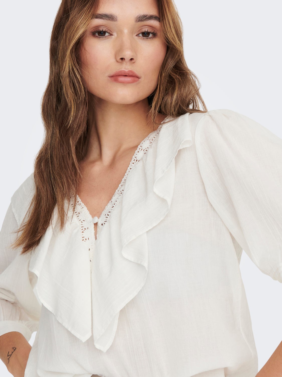 V-neck frill detail top