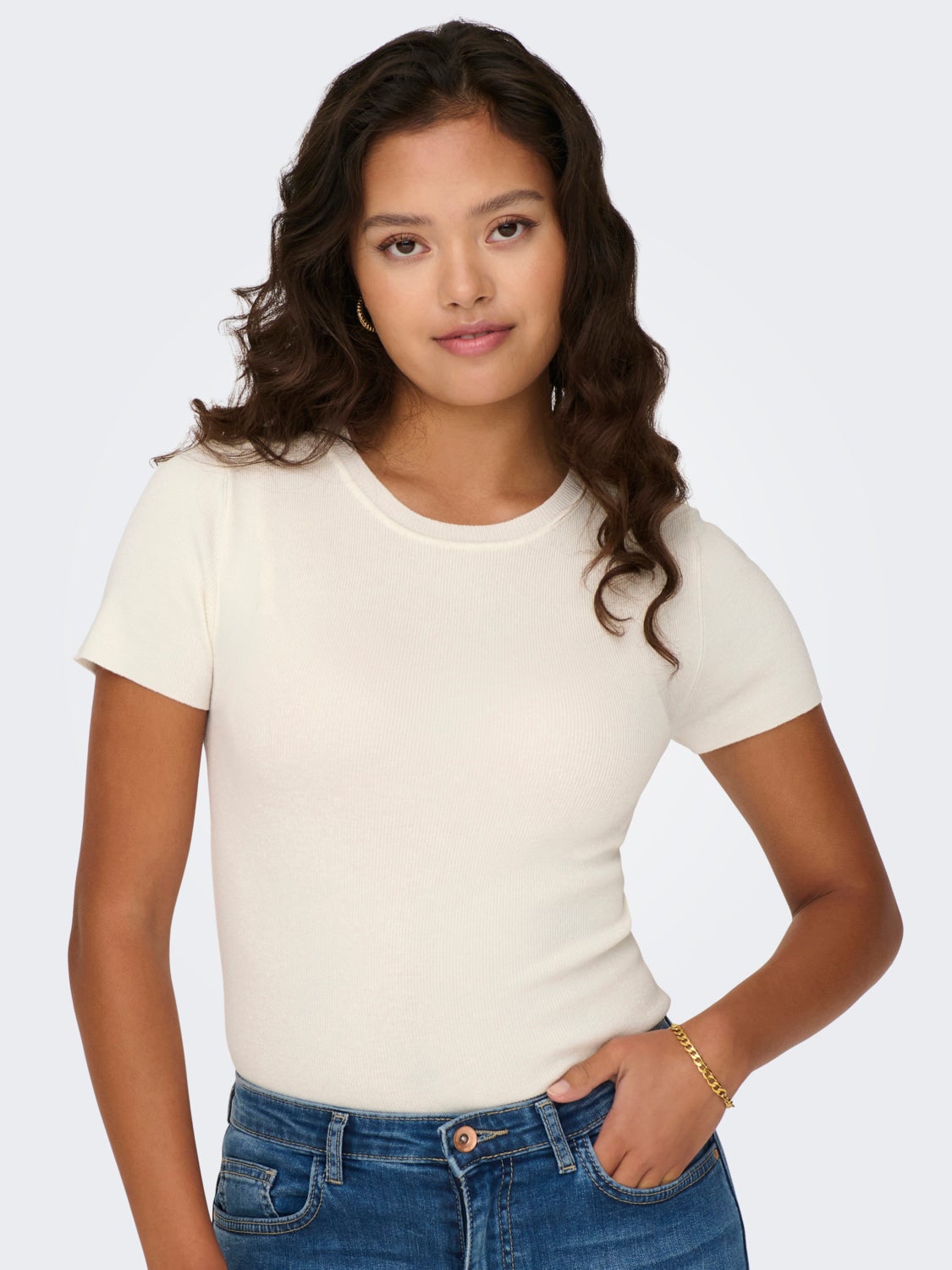 O-NECK TOP WITH SHORT SLEEVES