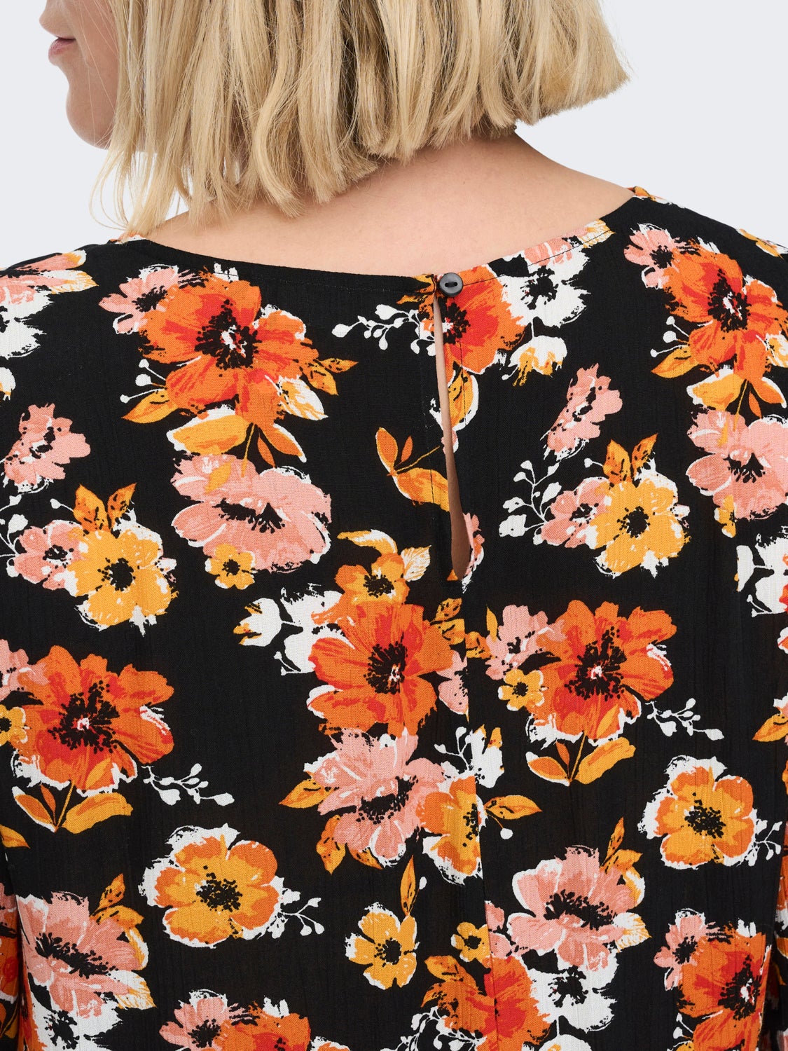 Curvy 3/4 Sleeve Flower Dress