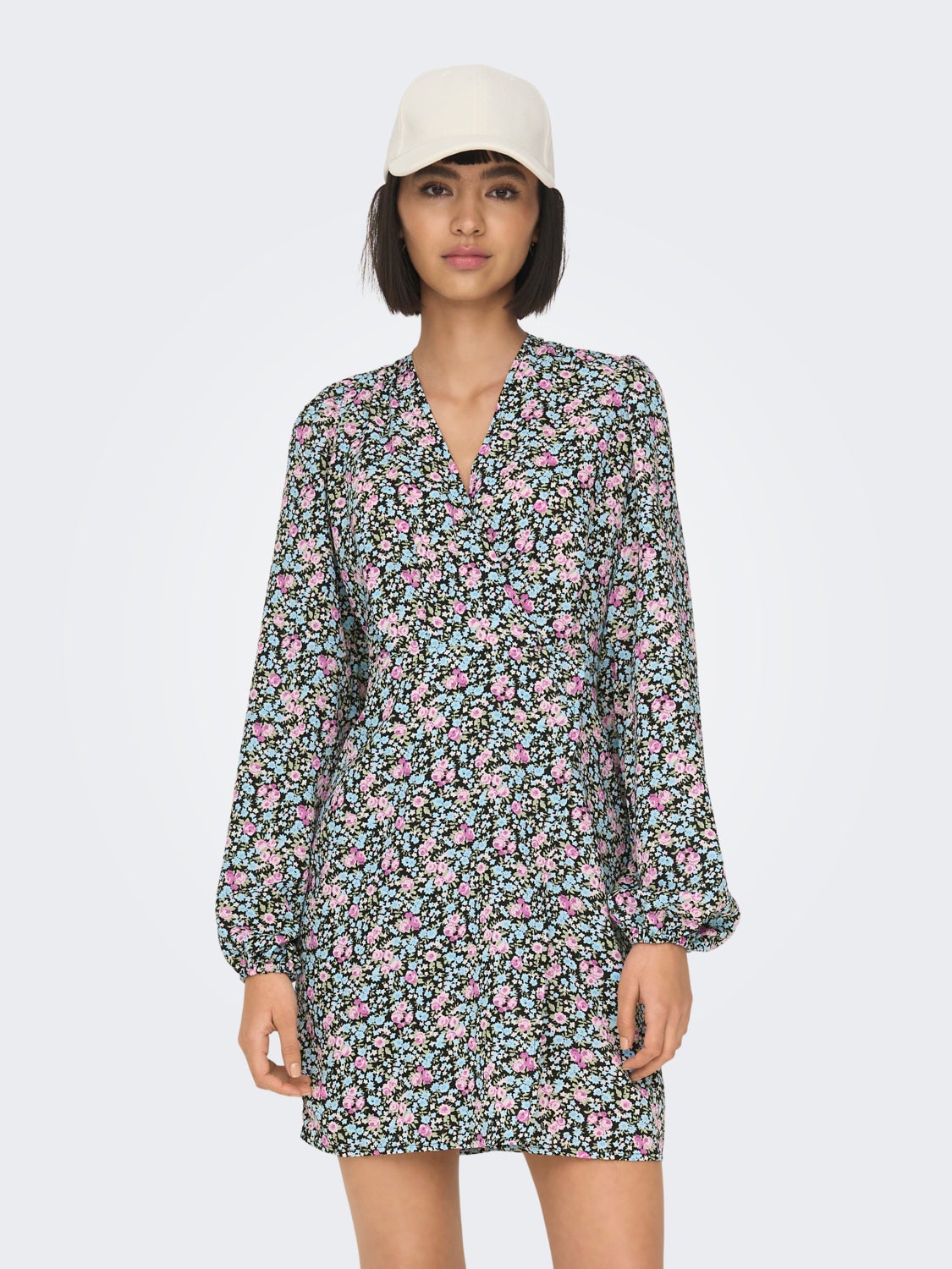 petite mini v-neck dress