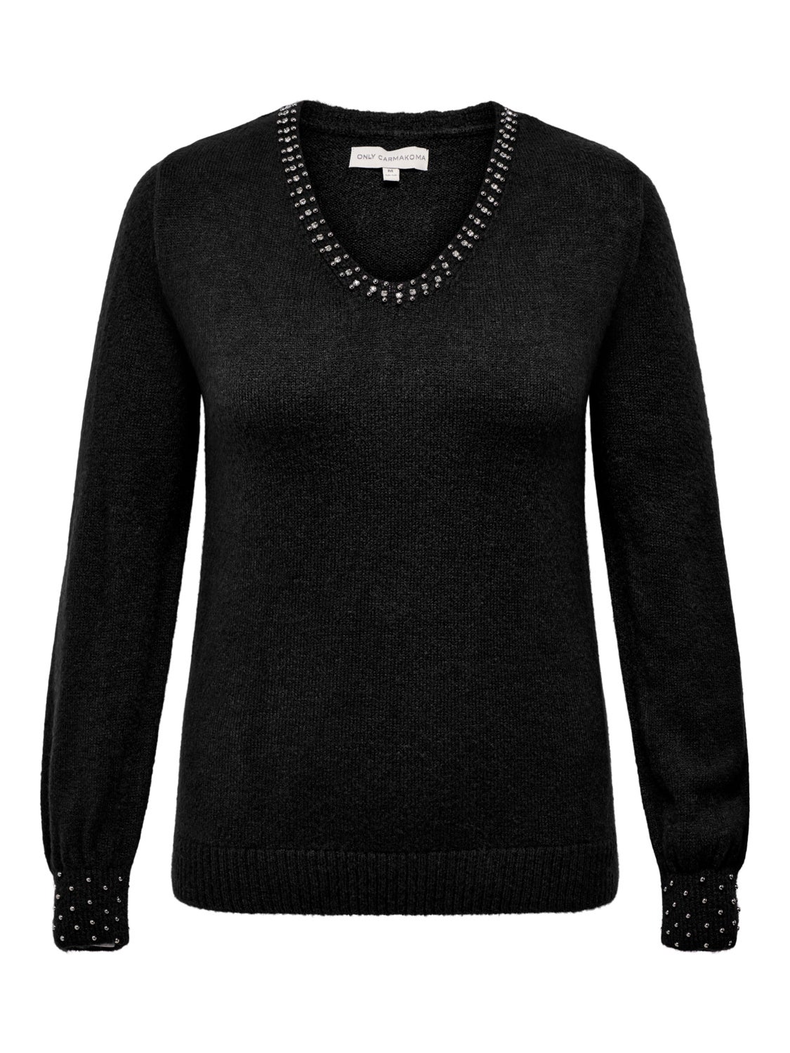 Curvy v-neck knitted pullover