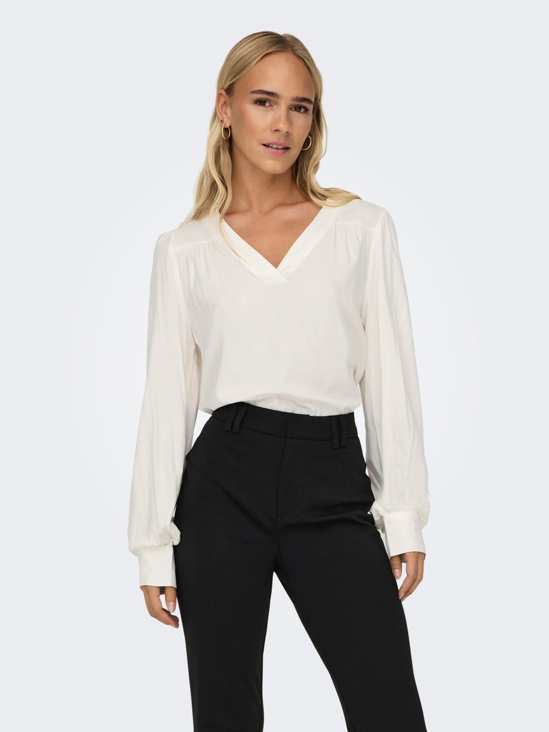 V-neck top with balloon sleeves