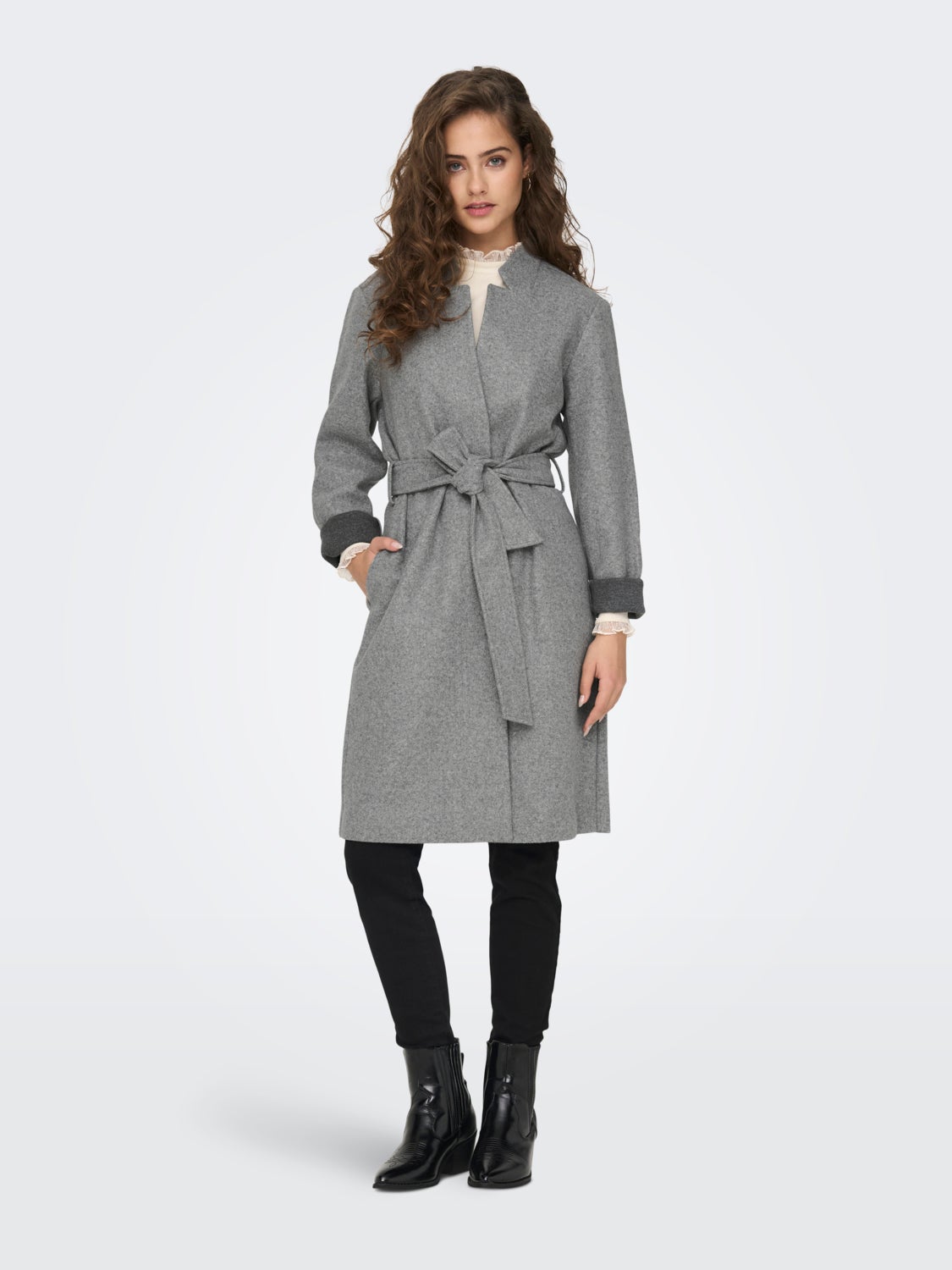 Tie belt coat