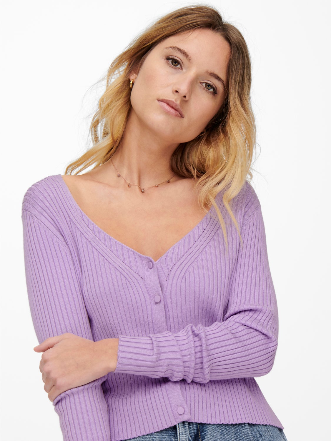 Fitted V-neck Knitted Cardigan