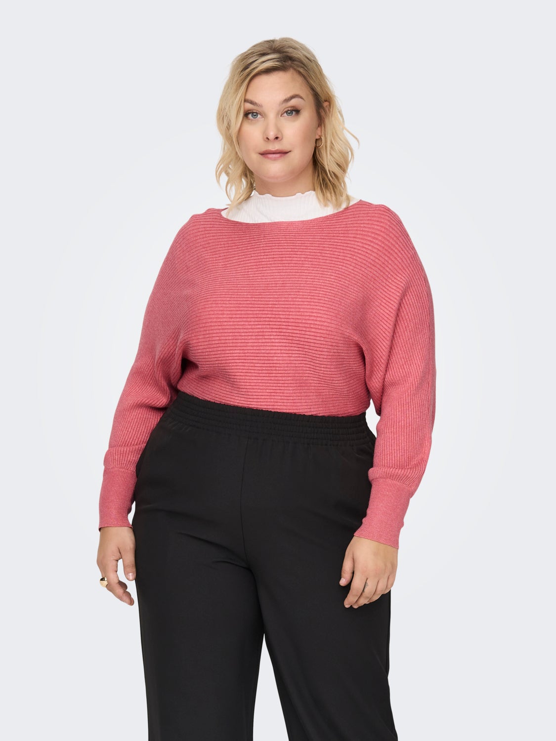Curvy rib structured Knitted Pullover