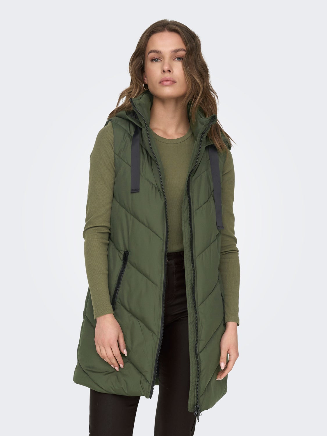 Long hooded vest