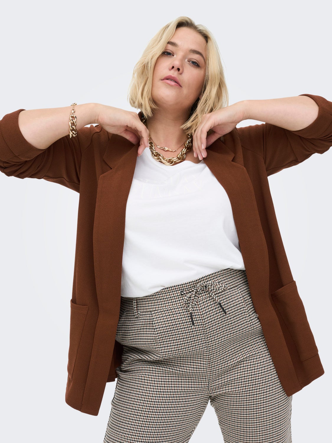 Curvy soft check Trousers