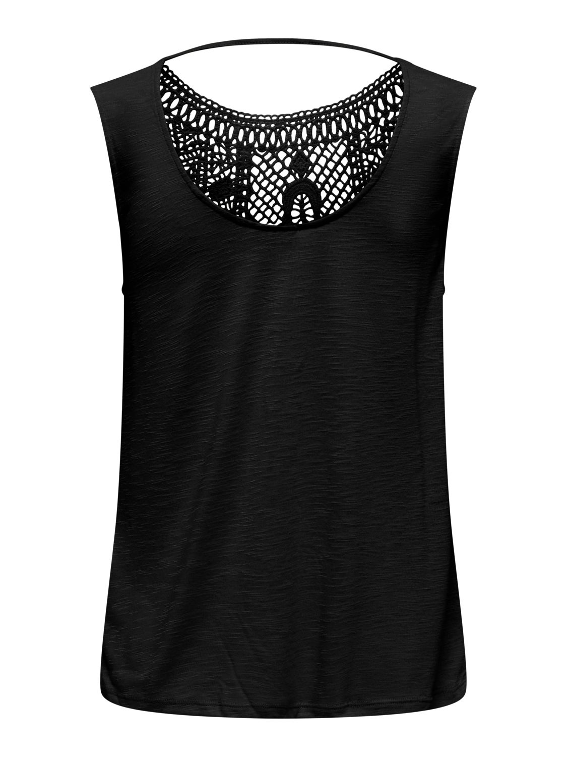Sleeveless o-neck top with lace detail