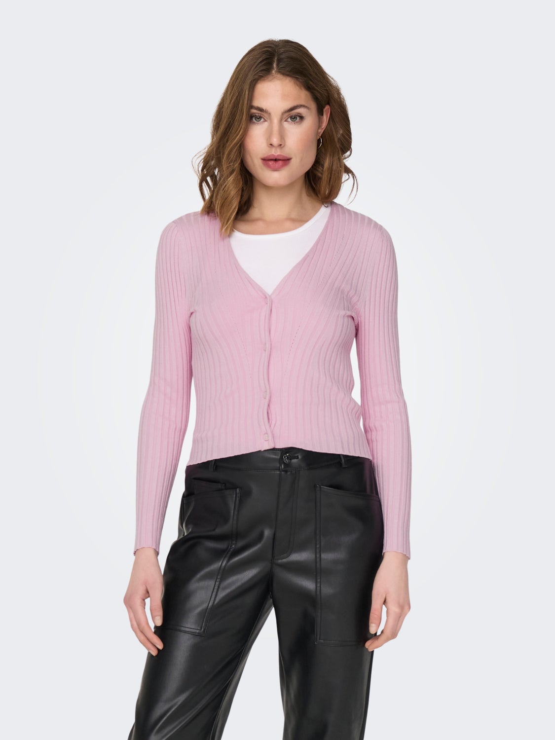 Rib knitted cardigan