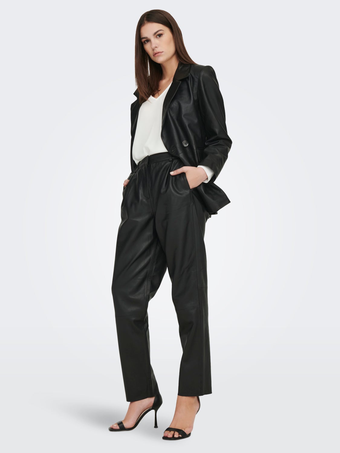 Loose Fit Leather Blazer