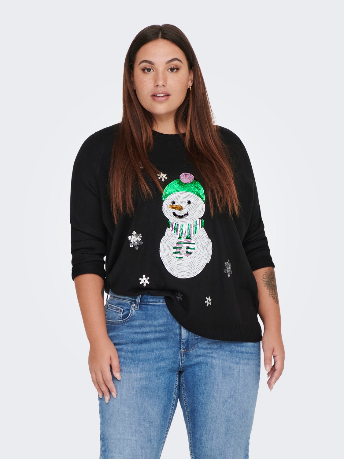 Curvy glitter christmas knitted pullover