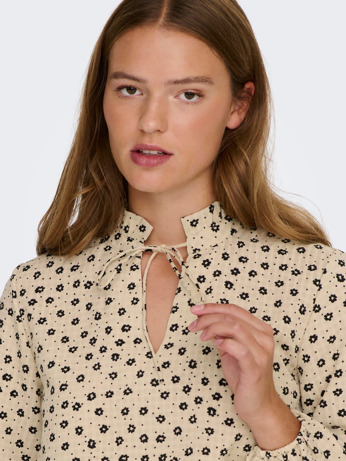 Frill neck Long Sleeved Top