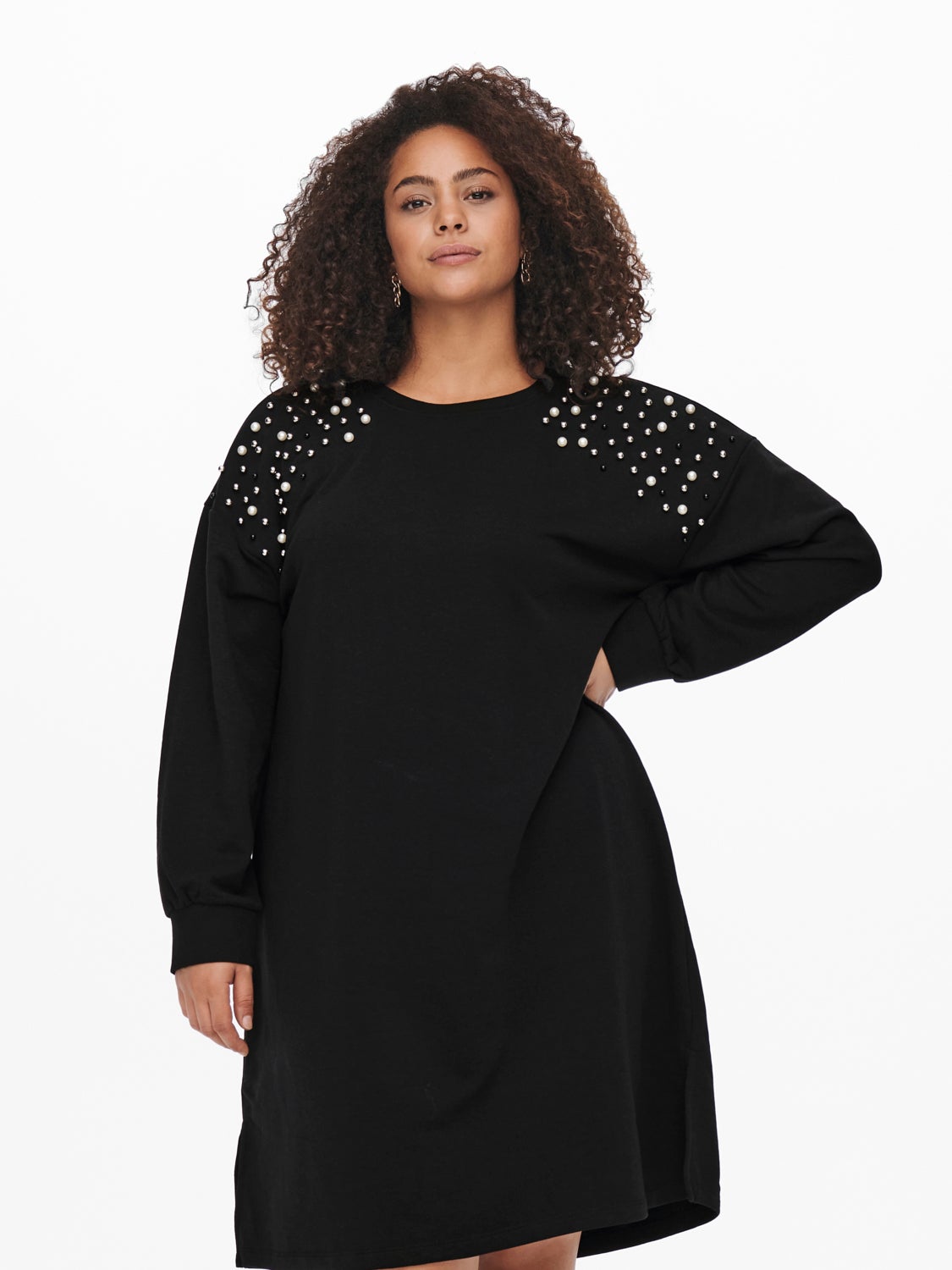 Curvy shoulder detailed sweat Dress