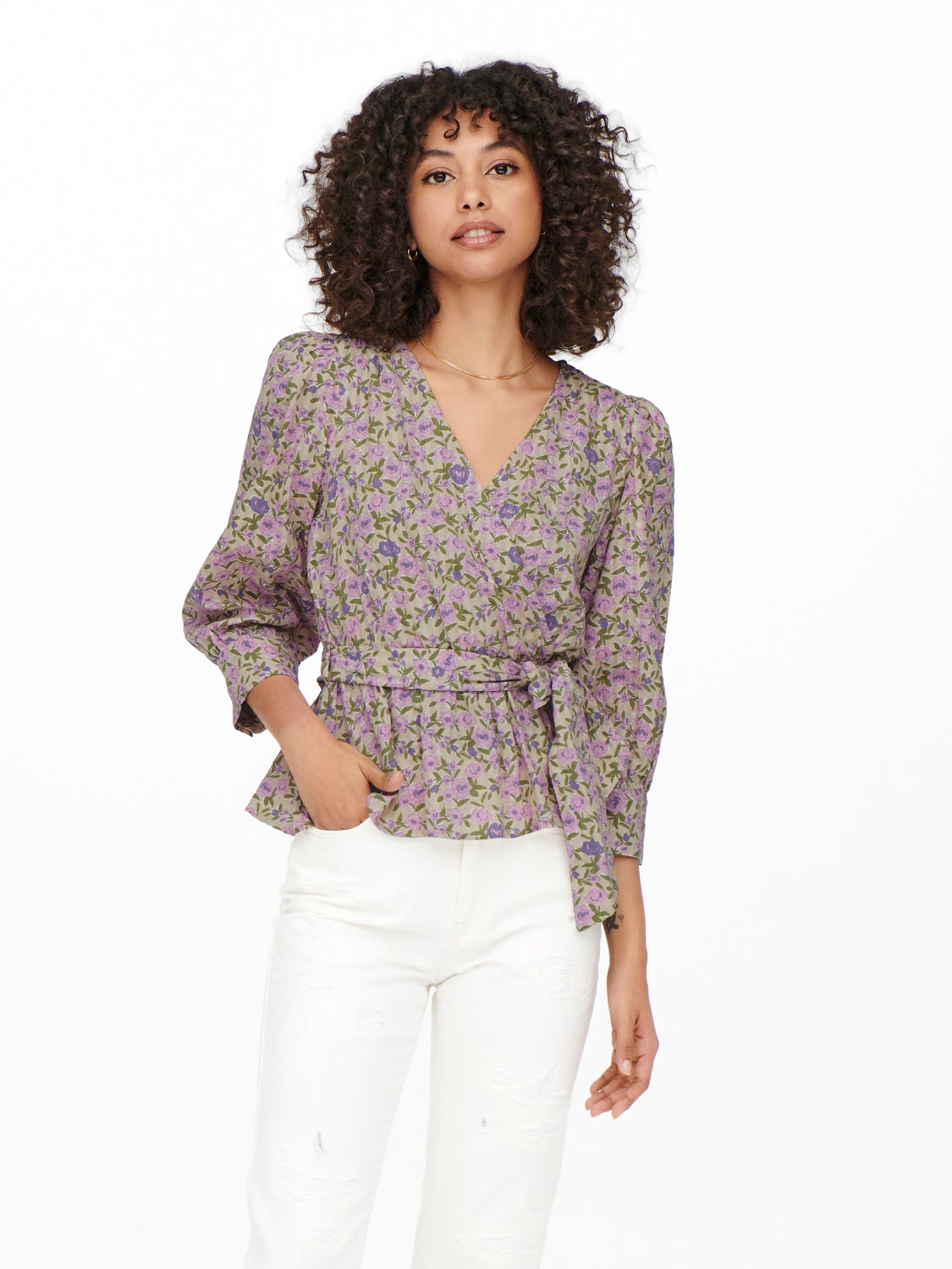 3/4 sleeved wrap Top