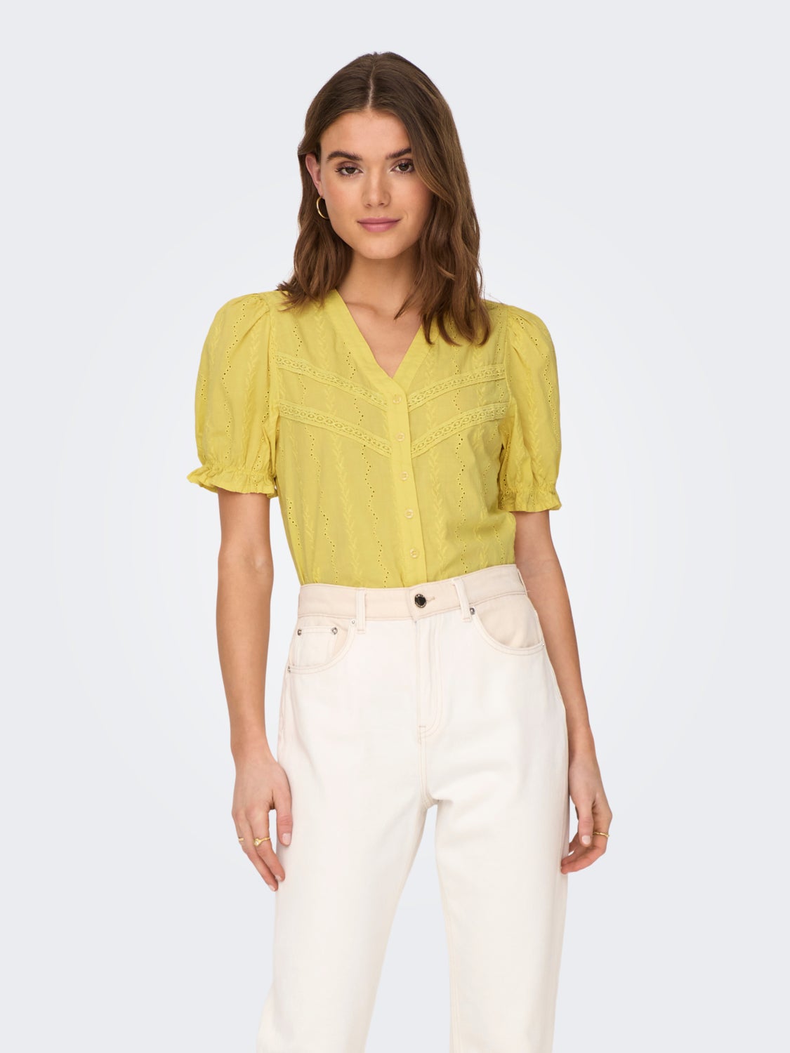 Regular Fit V-Neck Volume sleeves Top