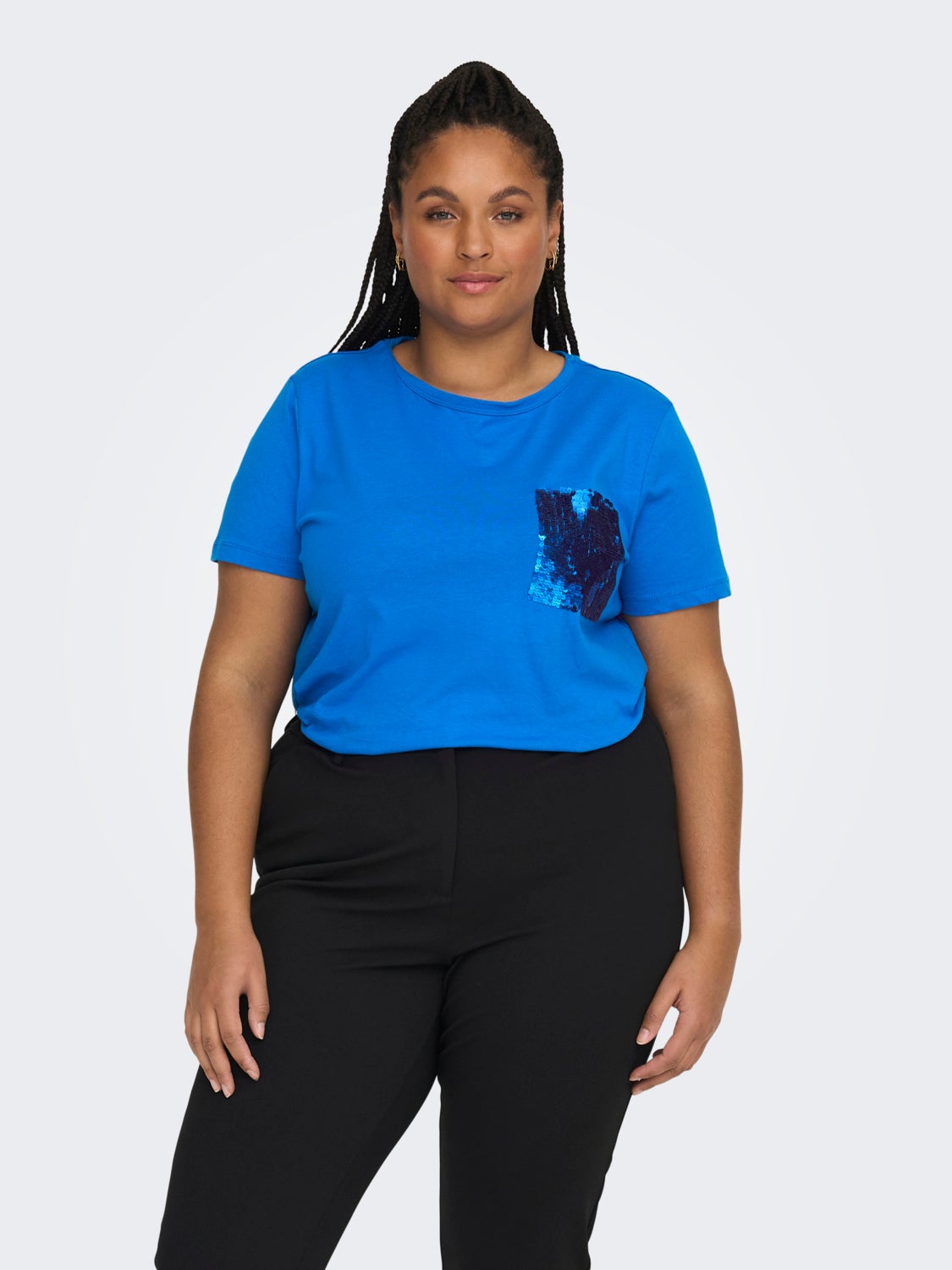 Curvy sequin detail top