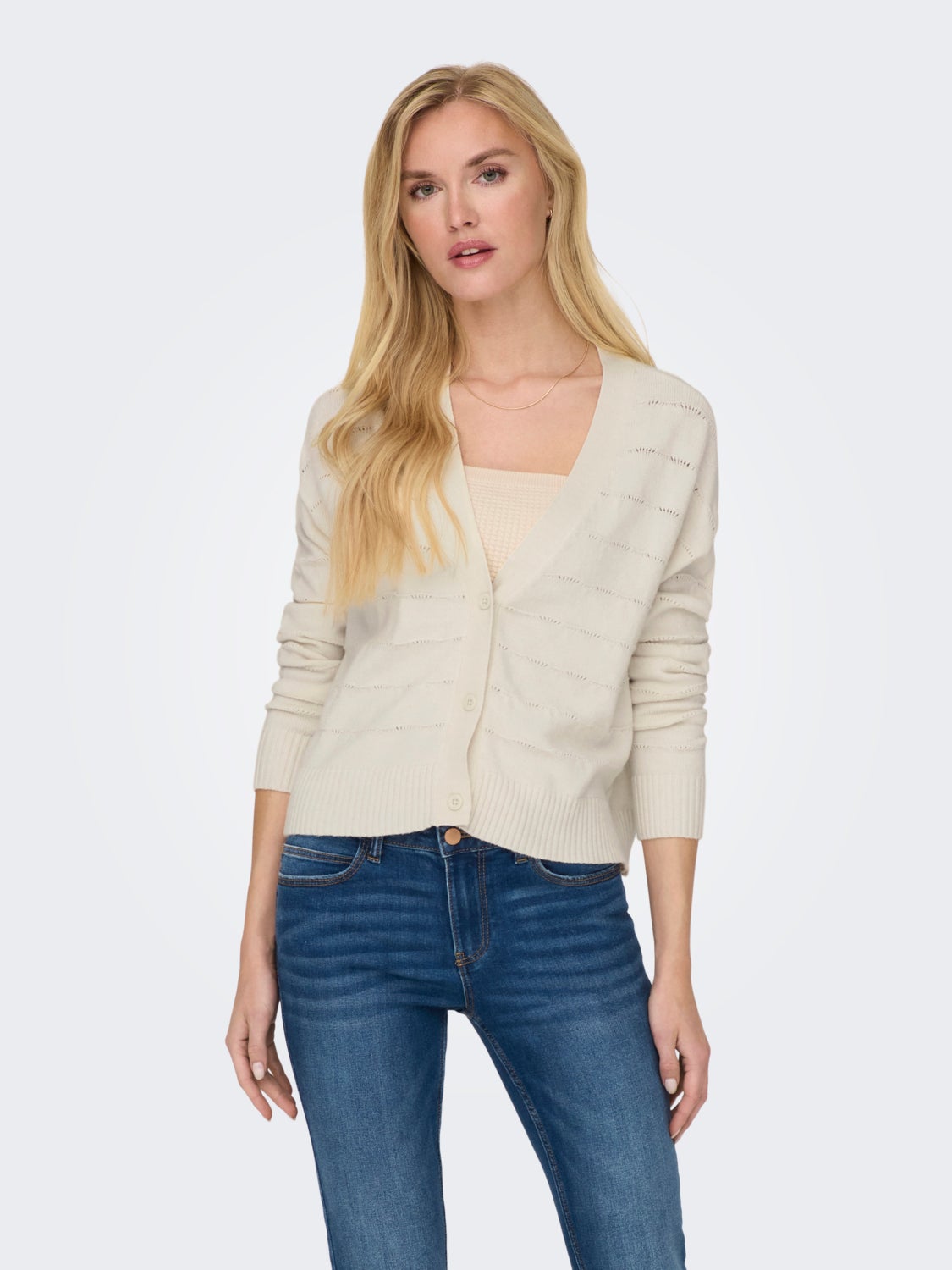 V-neck knit cardigan