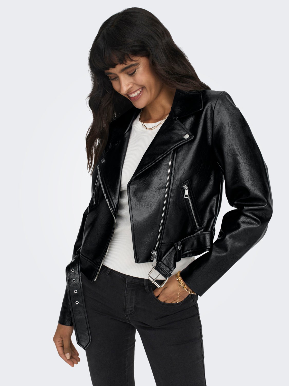 Faux leather biker jacket