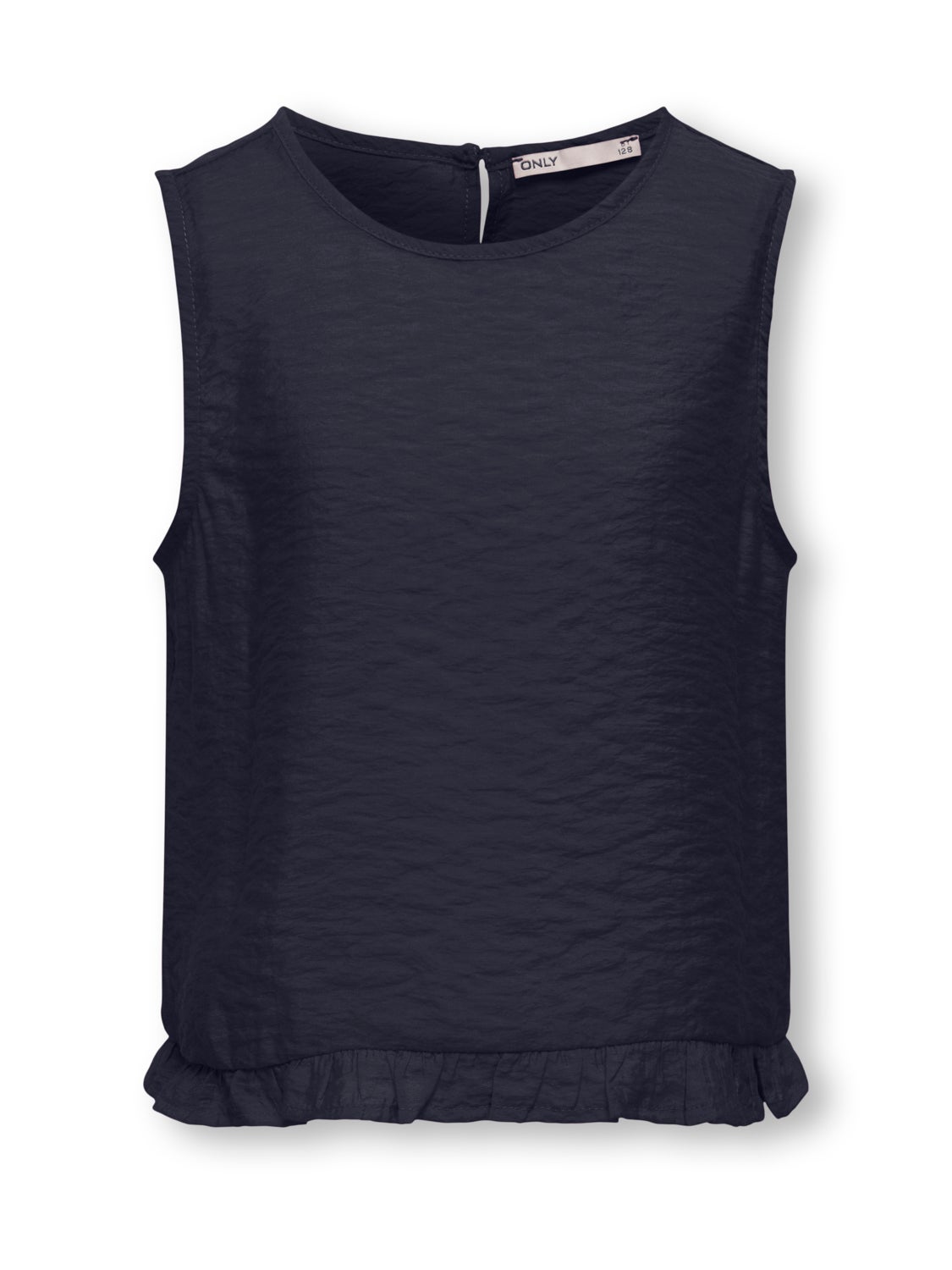 O-neck top with frill edge