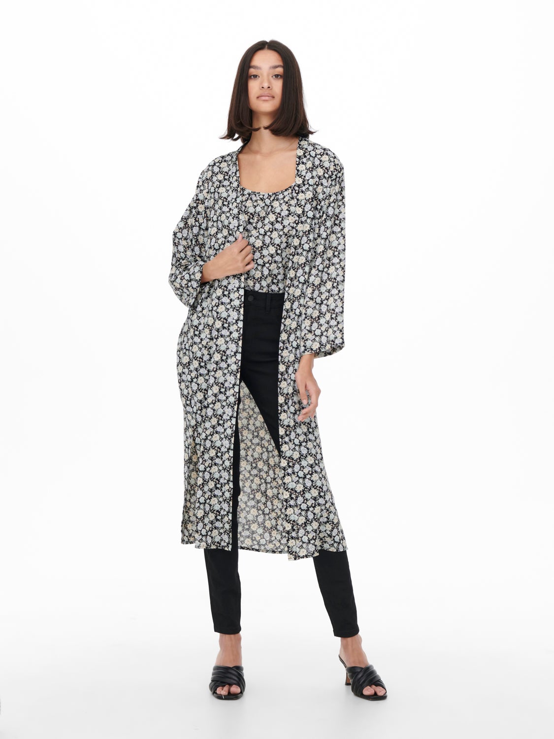 Printed open kimono