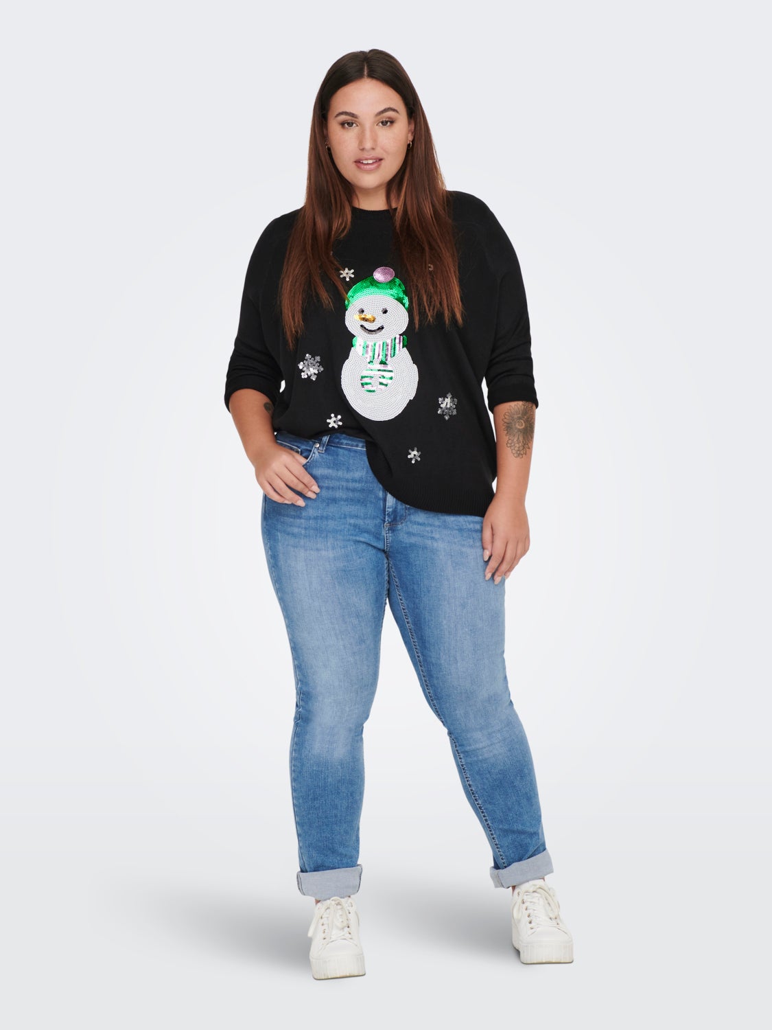 Curvy glitter christmas knitted pullover