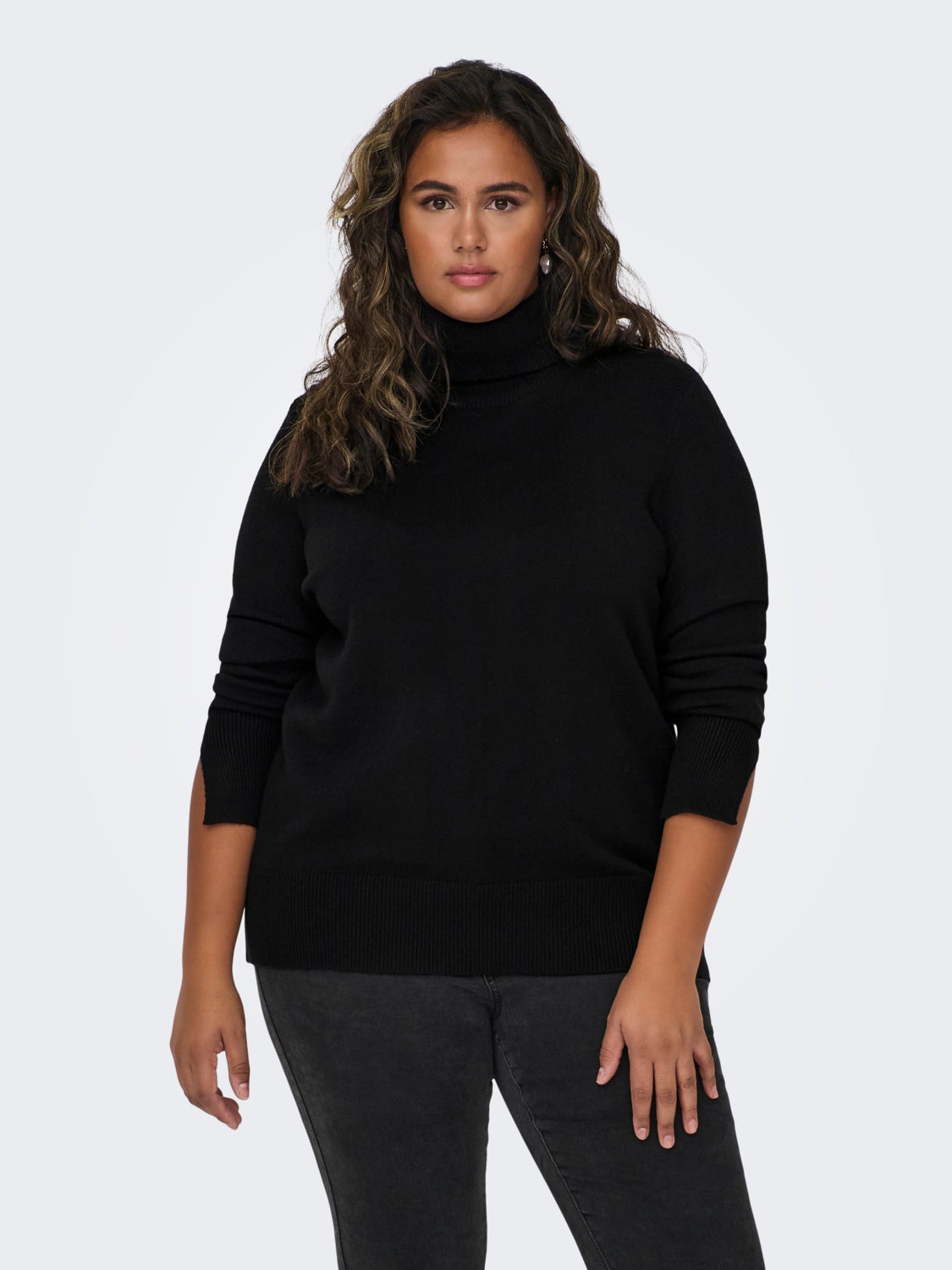 Curvy knit sweat with high neck