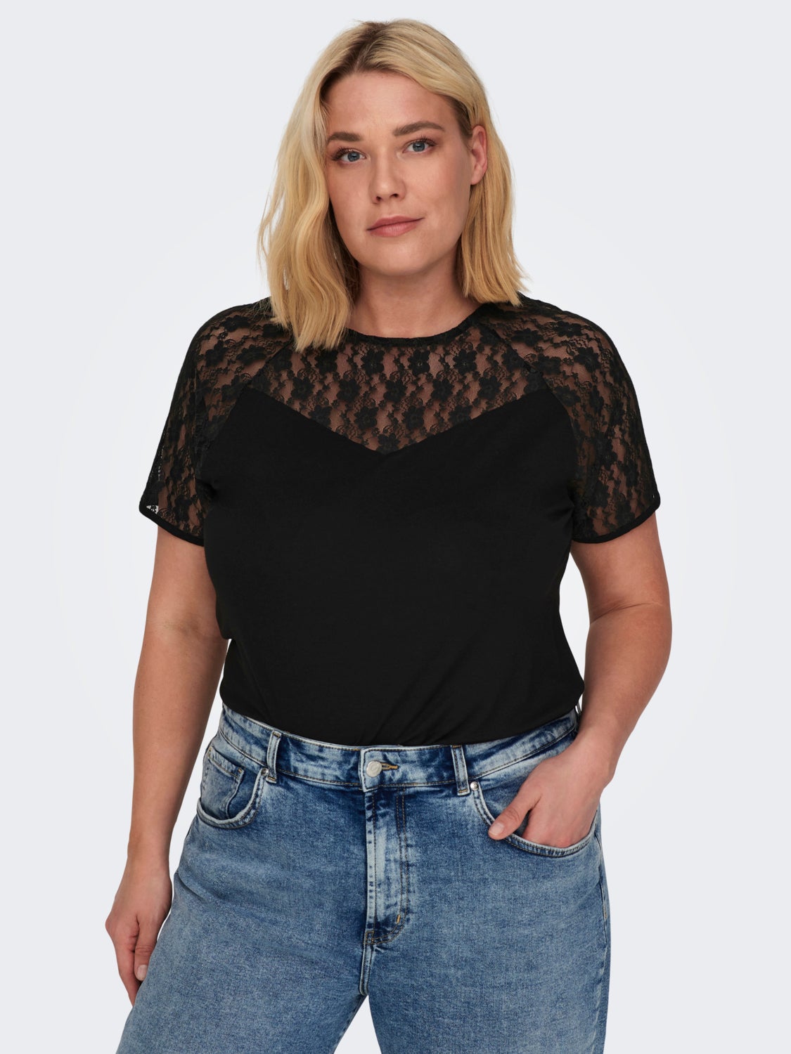 Curvy lace detail top
