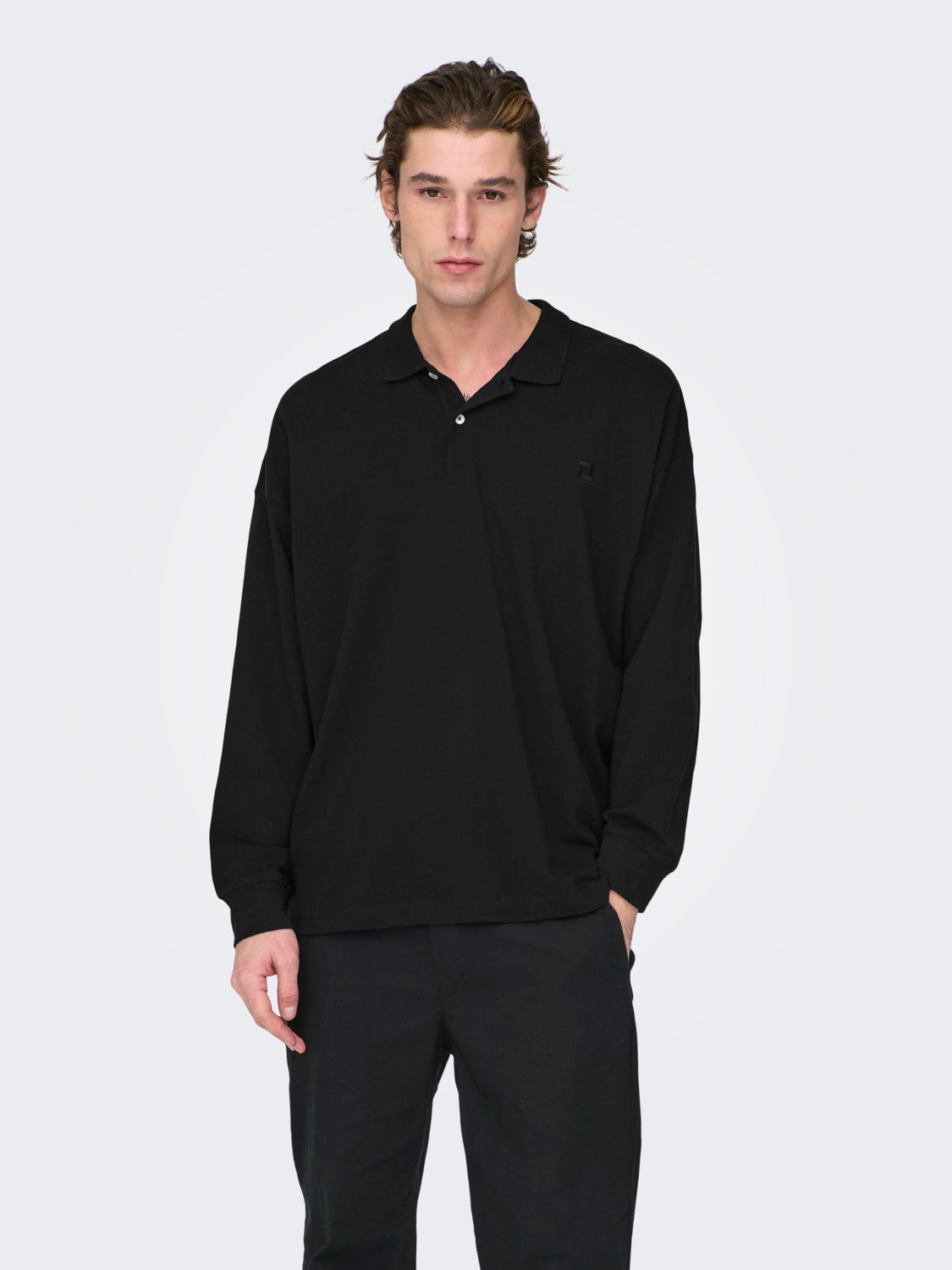 Oversized long sleeved polo