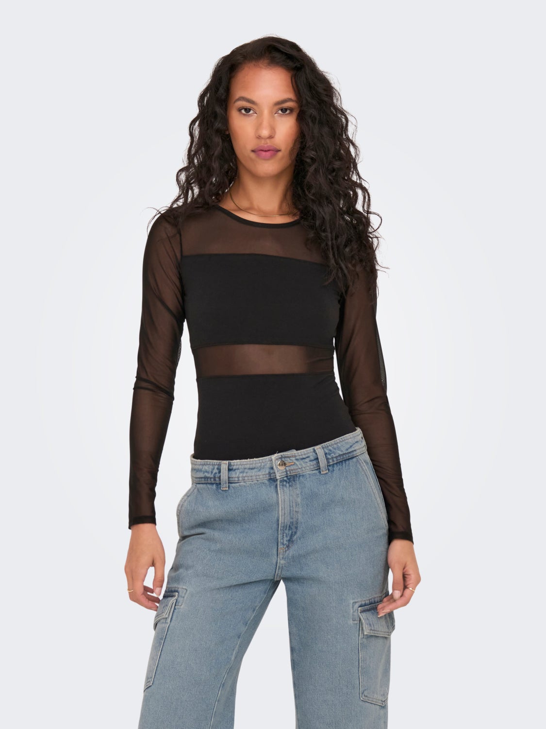 O-O-neck mesh Bodystocking