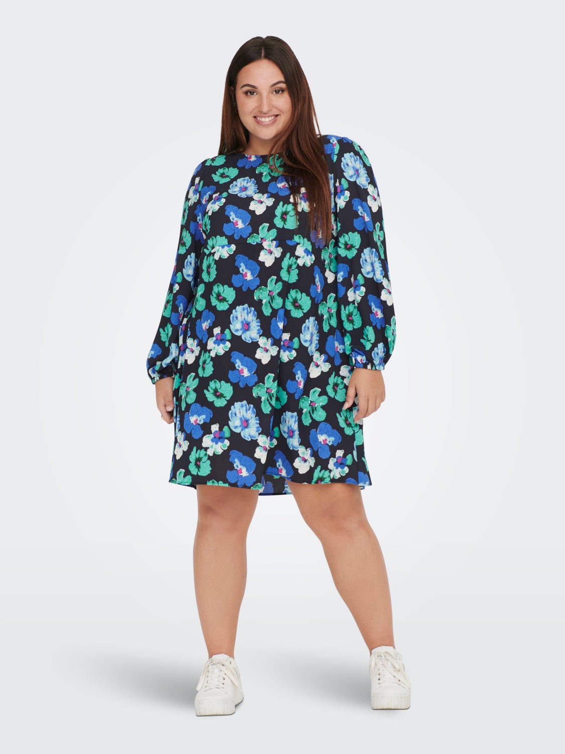 Curvy Printed Long Sleeved dress