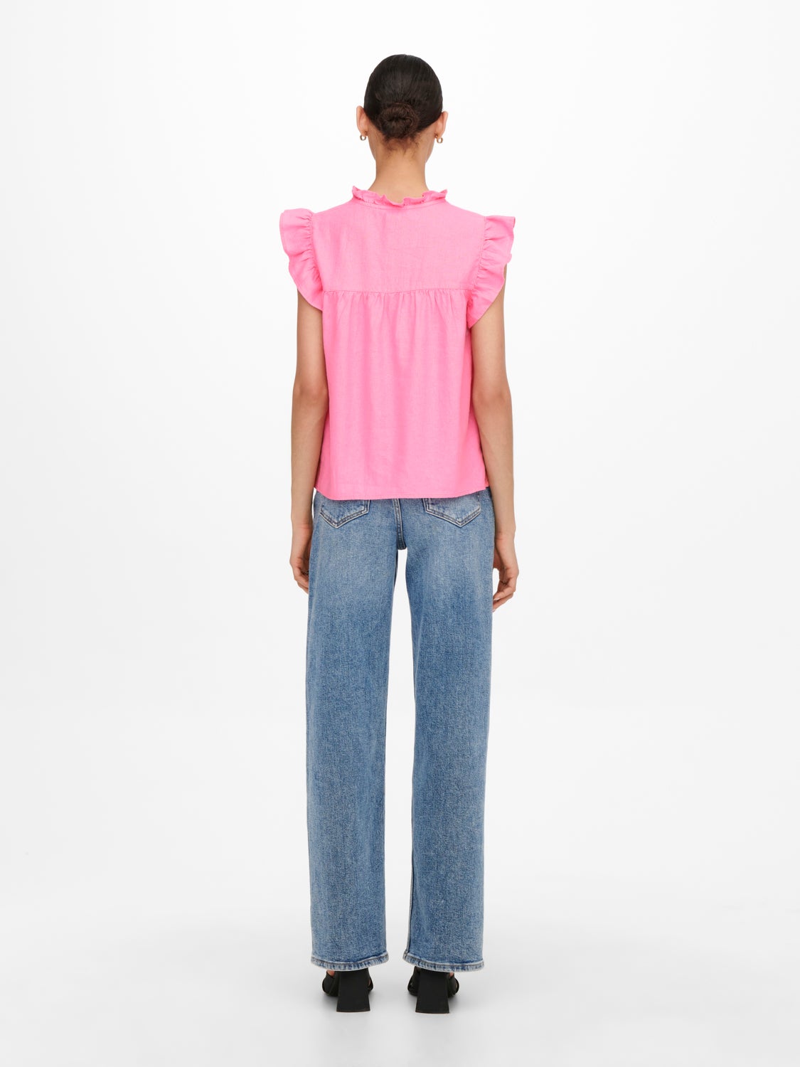 Frill detailed linen blend Top