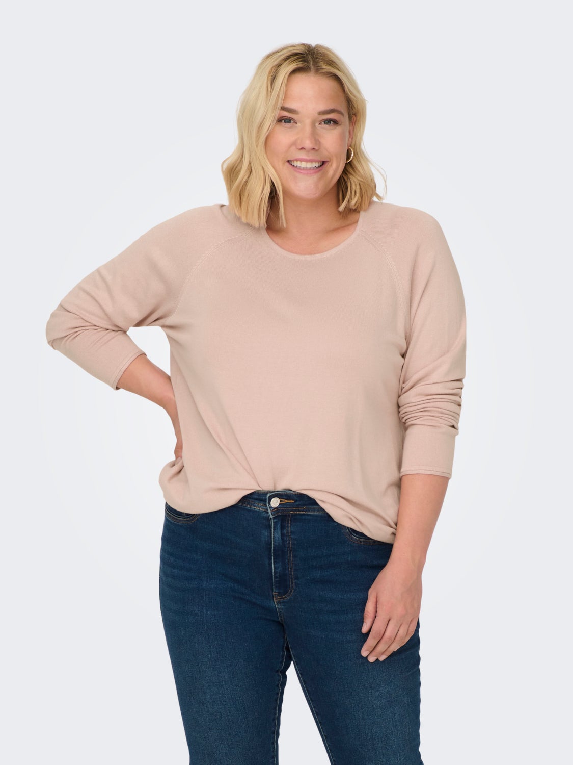 Curvy solid colored Knitted Pullover