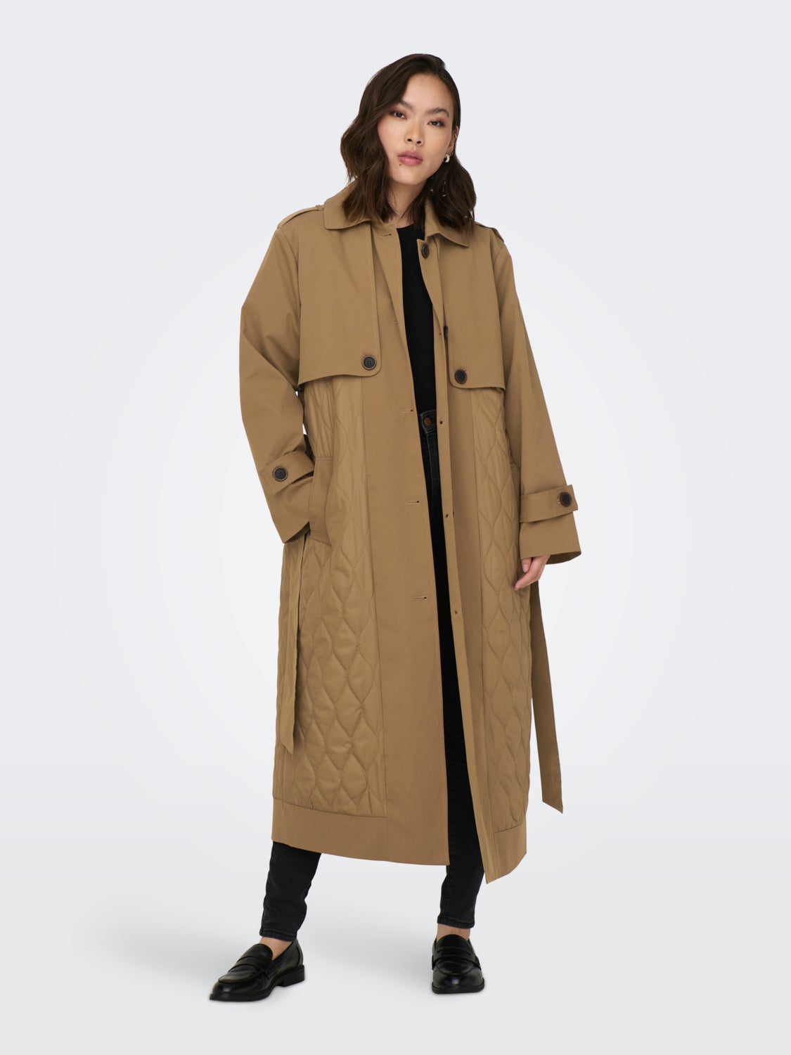 Quilted trench coat