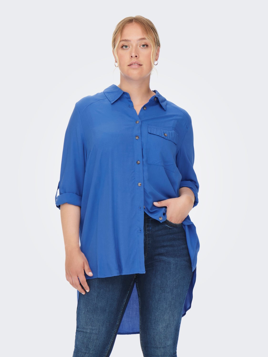 Curvy viscose solid colored Shirt