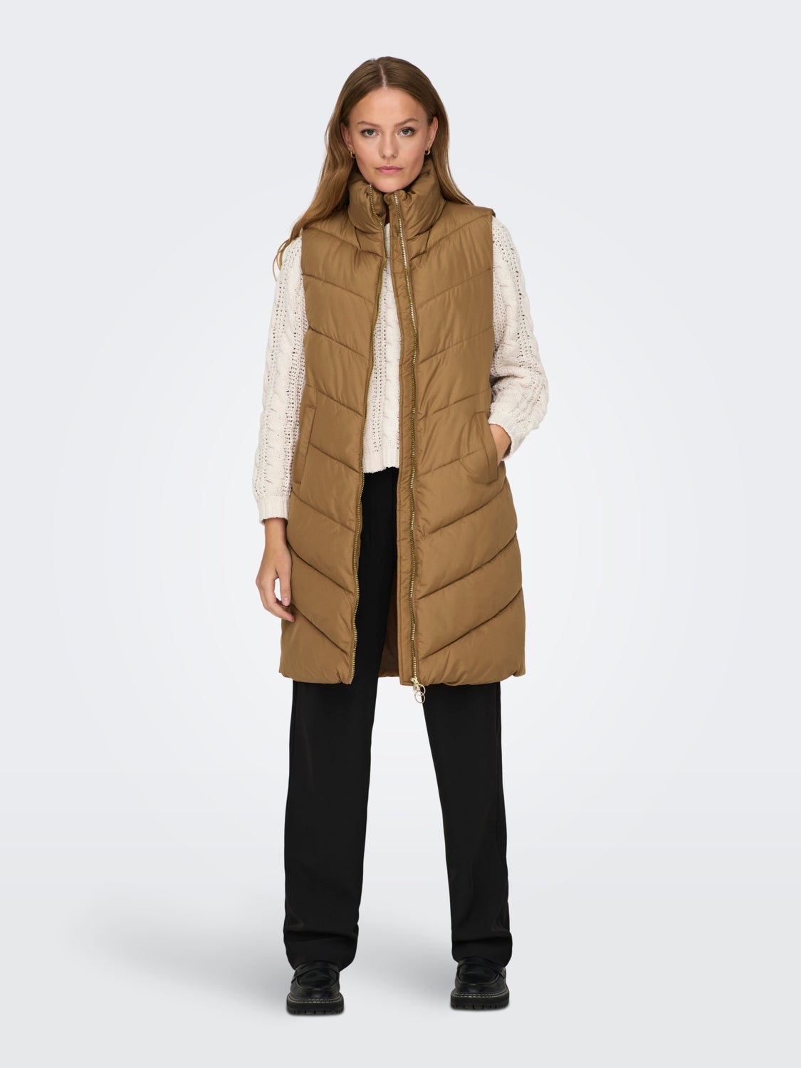 Long vest with high neck