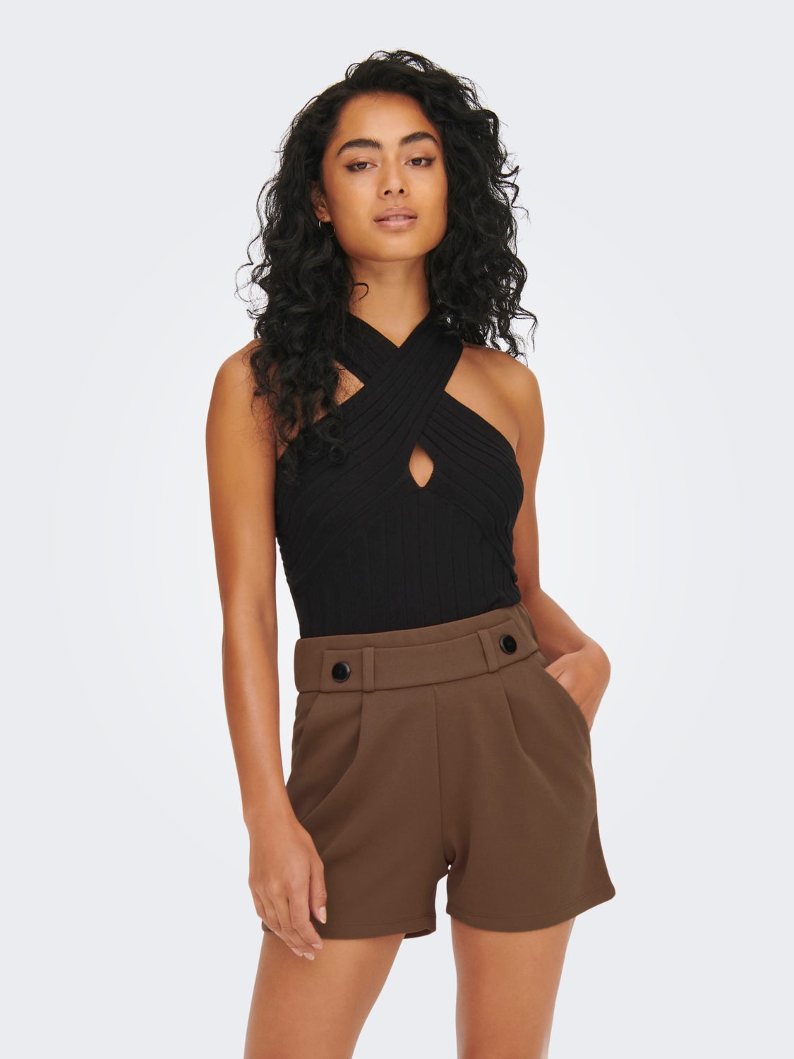 Short sleeved keyhole Knitted Top