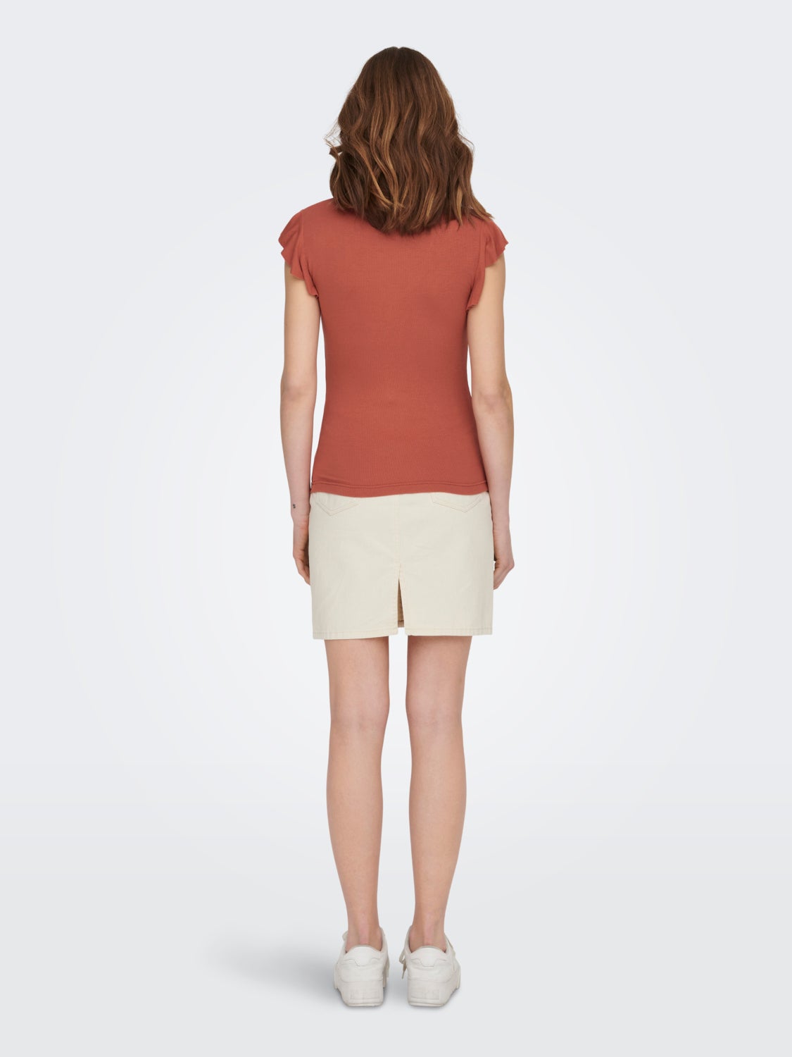 Slim fit top with short frill sleeves