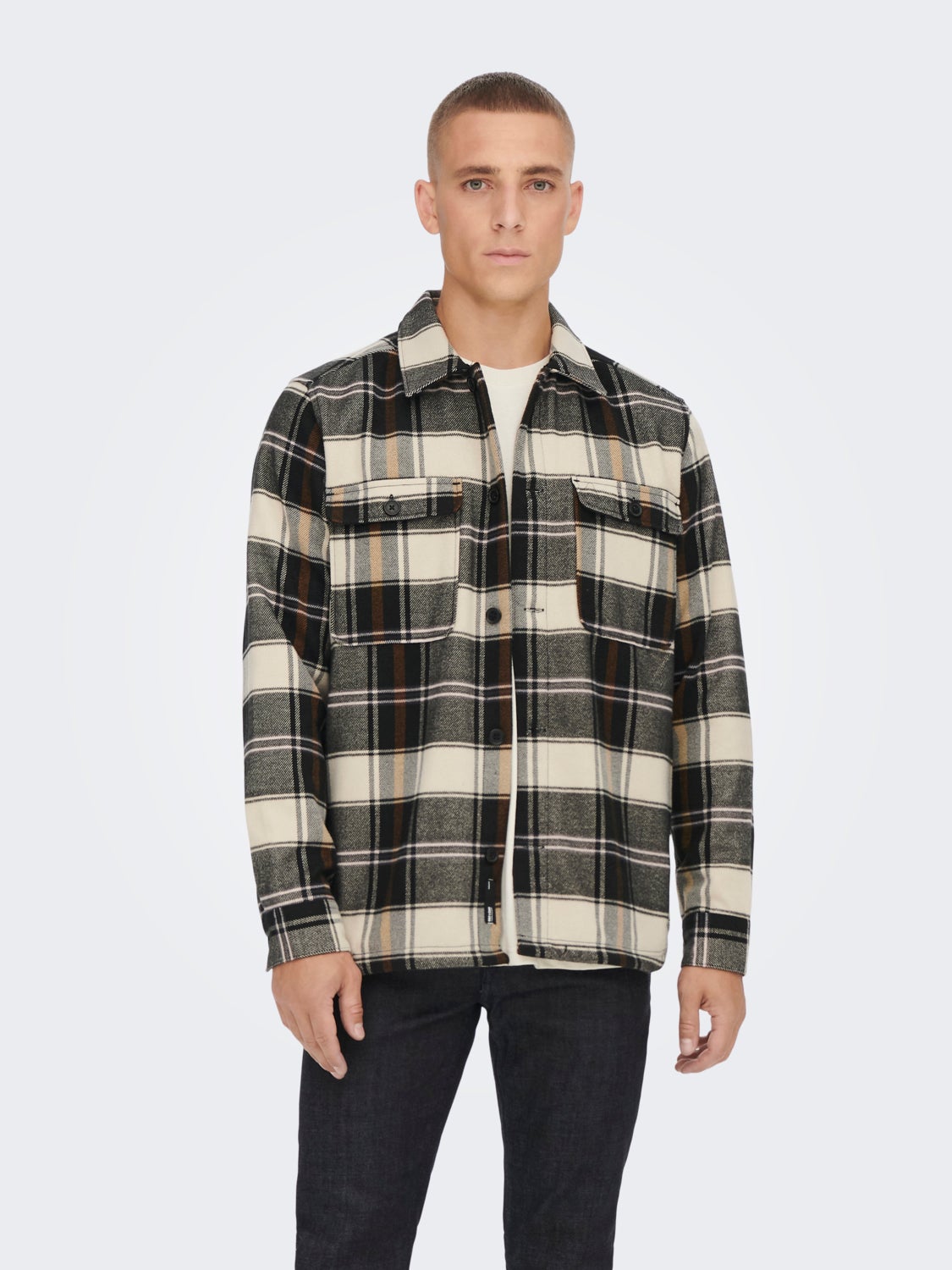 Loose Fit Checked twill overshirt