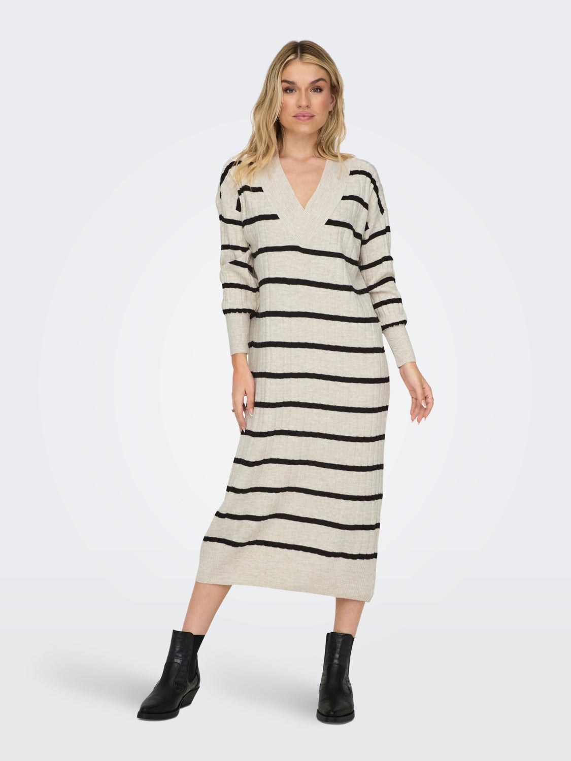 Midi V-Neck Knitted Dress