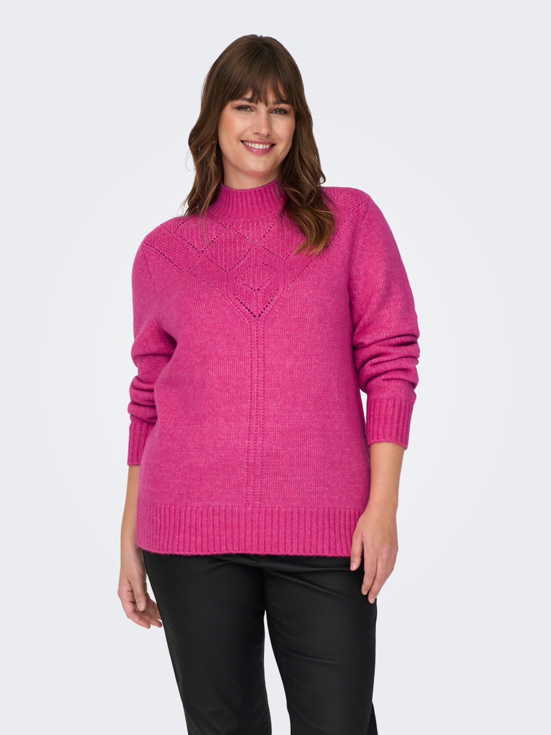Curvy high neck knitted pullover