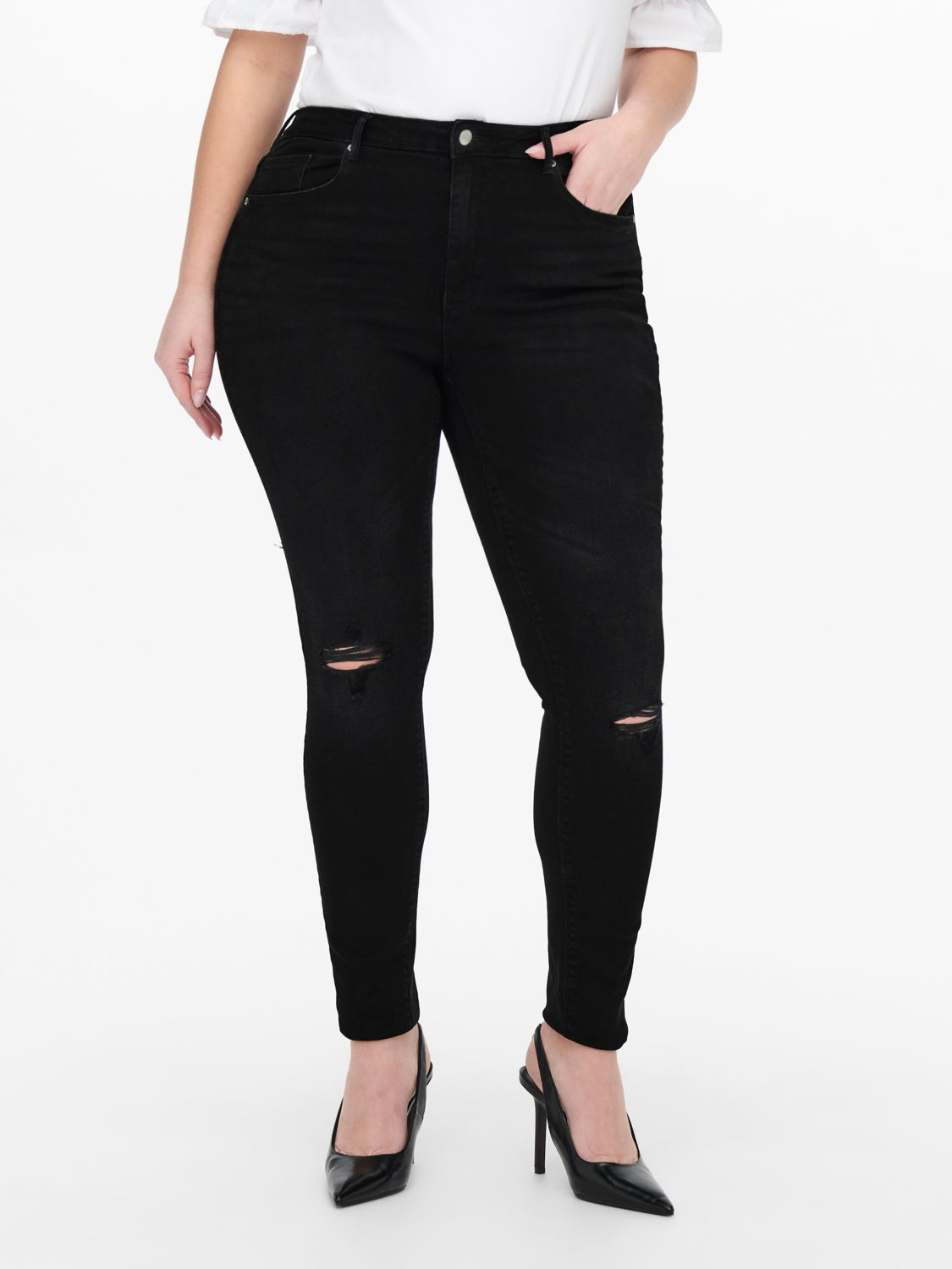 Curvy CARLaola Knee Cut high waisted skinny jeans