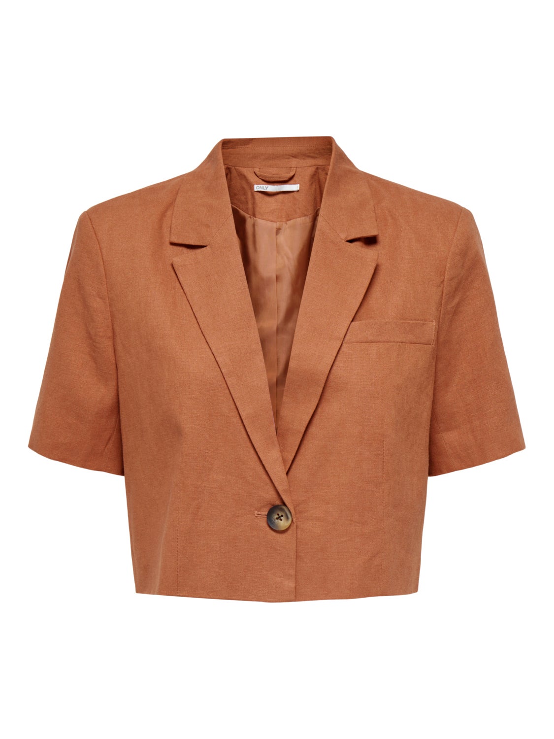 Cropped Short Sleeves Linen Blazer