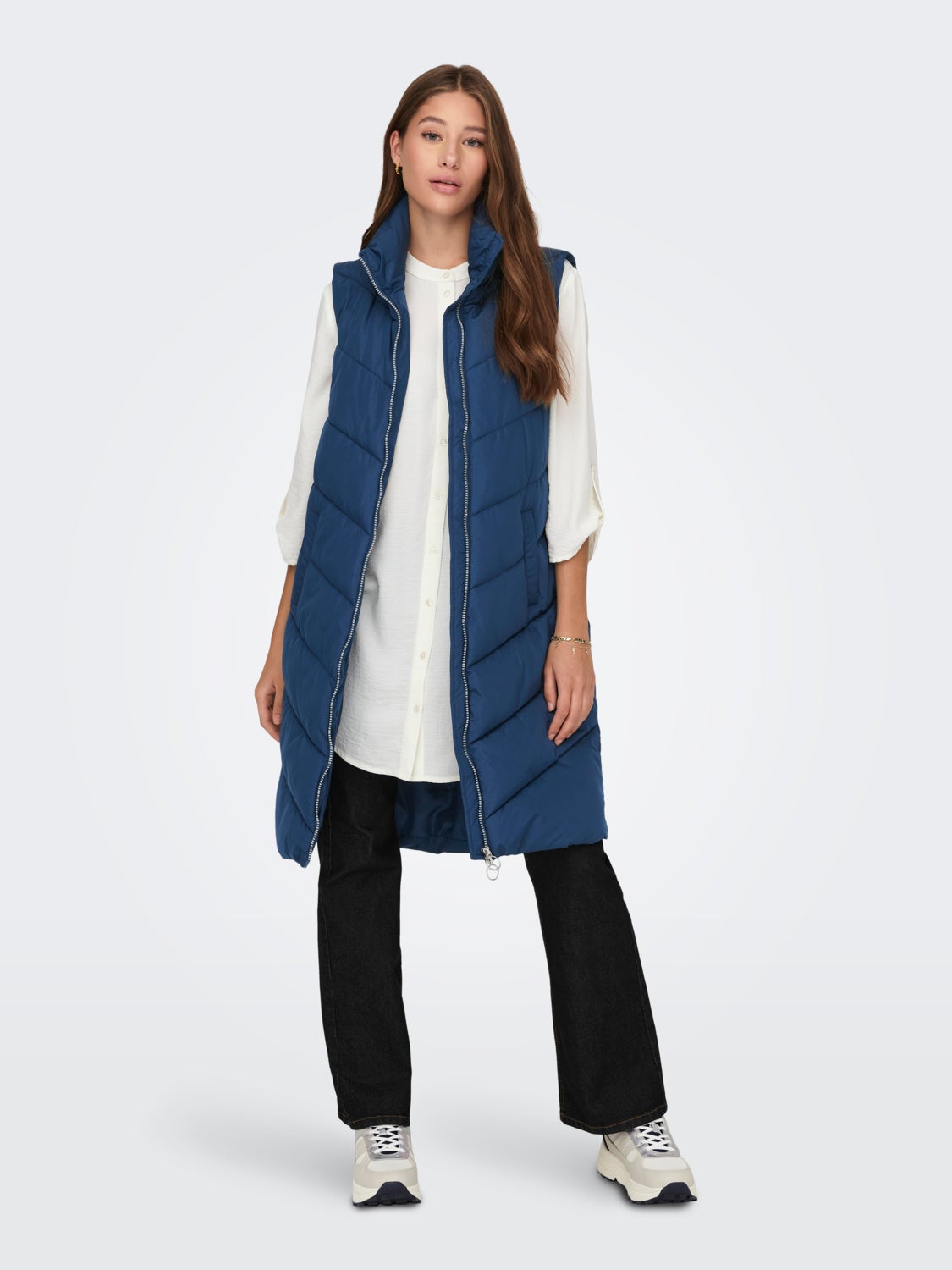 Long vest with high neck